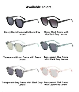 Présentation matricielle de six coloris de lunettes de soleil carrées géométriques