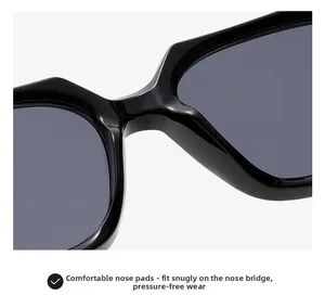 Nahaufnahme der bequemen Nasenpads bei der schwarzen quadratischen Sonnenbrille