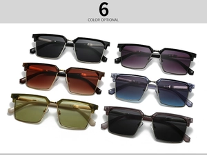 Collezione di occhiali da sole quadrati oversize in sei colori con dettagli in metallo