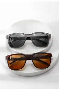 Detail view of square matte frames and premium lenses of W-4301 fashion sunglasses