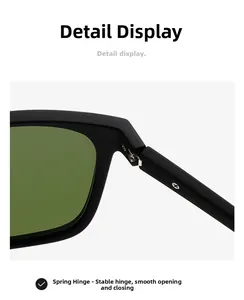 Detailed macro view of the durable spring hinge mechanism on matte black sunglasses