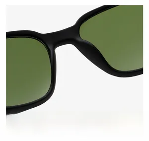 Detail view of the integrated nose pads on black matte sunglasses for comfort