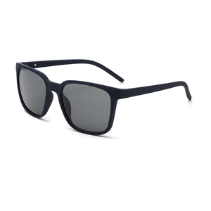 Modern square polarized sunglasses with matte black frames and dark grey lenses for sun protection