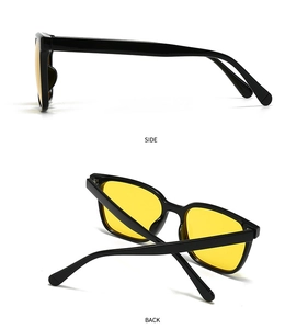 Vues latérale et arrière de lunettes de soleil noires avec verres jaunes