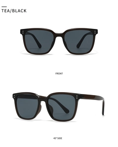 Vues frontale et latérale de lunettes de soleil rondes rétro avec monture thé translucide