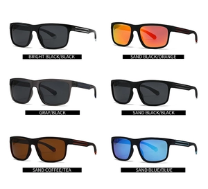 Vue détaillée de six options de couleurs pour lunettes de soleil carrées polarisées à rayures