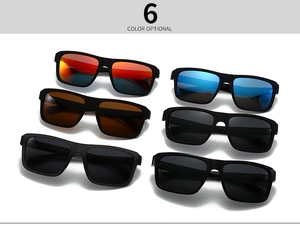 Matrix display of modern polarized sunglasses with six different lens color options
