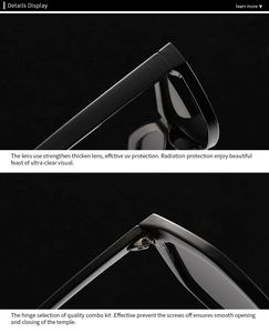 Detail view of reinforced UV protection lenses and precision durable metal hinges