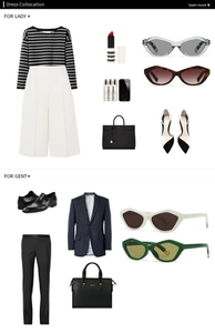 Flat lay of cat-eye sunglasses with modern retro apparel and fashion accessories