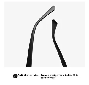 Détail de branches ergonomiques avec texture antidérapante pour lunettes de soleil noires