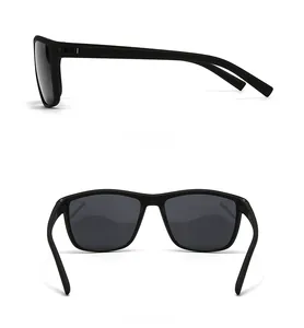 Vues latérale et arrière de lunettes de soleil de sport polarisées noir mat pour vélo