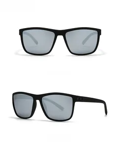 Lunettes de soleil sport polarisées avec monture noir mat et verres argentés, vues variées