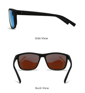 Vues latérale et arrière de lunettes de soleil de sport polarisées avec reflets bleus