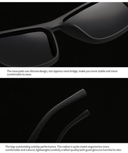 Détails des plaquettes de nez en silicone et branches antidérapantes de lunettes de sport