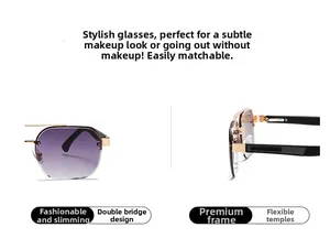 Detail of trendy small frame sunglasses with double bridge and elastic temples