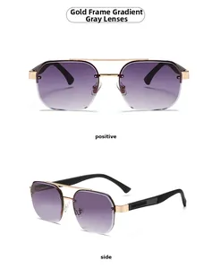 Detailed front and side view of gold pilot sunglasses with gradient lenses