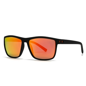 Lunettes de soleil sport polarisées avec monture noir mat et verres miroir orange sport