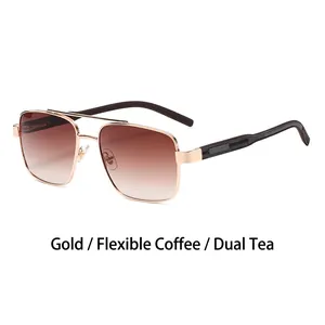 Lunettes de soleil pilotes en métal doré avec verres dégradés marron et double pont