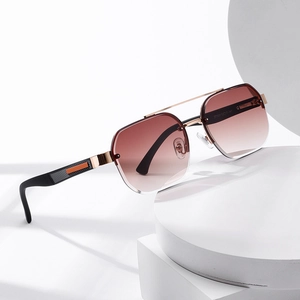 Retro Pilot Sunglasses Double Bridge Geometric Metal Plastic UV400 Protection Resin Lens Fashion Unisex Eyewear