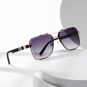 Pilot Sunglasses Vintage Square Metal Frame Double Bridge Gradient Lenses UV400 Outdoor Eyewear For Men And Women