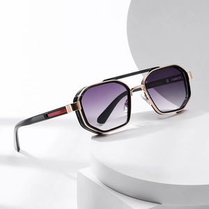 Pilot Sunglasses Metal Frame UV400 Protection Gradient Lenses Retro Polygon Fashion Eyewear For Men Women