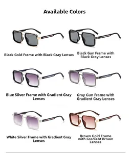 Detailed overview of six color options for retro square metal frame sunglasses