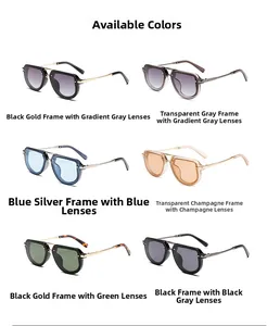 Six stylish rectangular sunglasses in assorted frame colors and gradient lenses