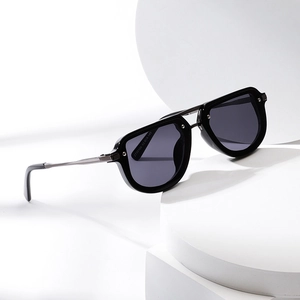 Retro Pilot Sunglasses For Men And Women UV400 Protection Plastic Metal Double Bridge Fashion Trendy Outdoor Eyewear