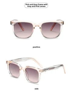 Pink and grey frame sunglasses with metal cross star detail in front and side views