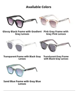 Multiple color options of square sunglasses featuring distinctive metal star hinge details