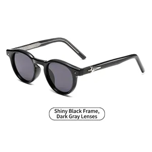 Classic black square frame sunglasses with dark grey lenses and silver star hinges