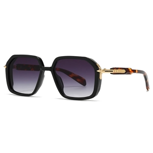 Lunettes de soleil aviateur carrées rétro pour hommes avec monture noire