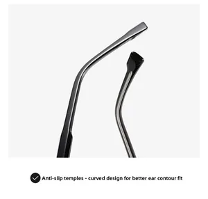 Vue détaillée des branches de lunettes ergonomiques antidérapantes noires brillantes