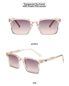 Vues détaillées de face et de profil des lunettes marron transparent avec verres dégradés