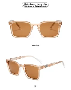 Lunettes de soleil rectangulaires thé mat avec détail métallique en losange sur le côté