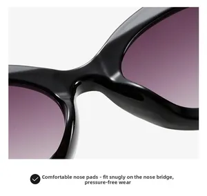 Close-up detail of comfortable nose pads on black square frame sunglasses with gradient lenses