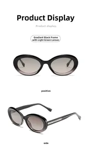 Detail of square cat-eye sunglasses with gradient frames and silver diamond metal hinge