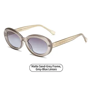 Classic square oversized sunglasses with sand cyan frame and grey-blue gradient lenses