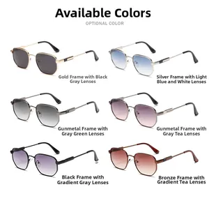 Matrix of trendy metal sunglasses in six colors with gradient lenses and metallic frames