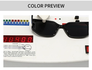 UV400-Schutztest für klassische schwarze quadratische Sonnenbrille mit Null-UV-Belastung