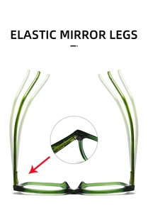Detailed view of elastic mirror legs and metal hinges on retro blue light glasses