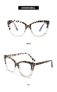 Detailed front and 45-degree angle views of hawksbill cat-eye blue light blocking glasses