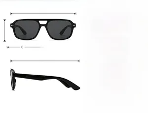Dimensions techniques et spécifications pour ces lunettes de soleil carrées rétro modernes