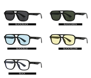 Vue détaillée de lunettes de soleil carrées modernes avec cinq options de couleurs