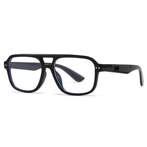 Lunettes de soleil aviateur rétro à dessus plat noir avec verres anti-lumière bleue