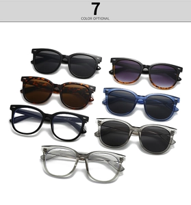Collection of narrow frame retro sunglasses and blue light glasses in 7 assorted colors
