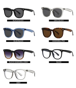 Collection of retro narrow rectangular sunglasses and blue light glasses in various colors