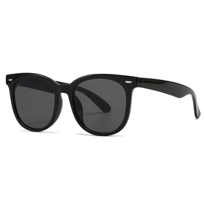Modern narrow-frame black sunglasses with tinted lenses and silver temple accents