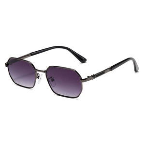 Lunettes soleil octogonales rétro, verres dégradés violets et monture métal