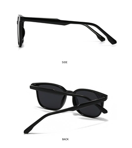 Vues latérale et arrière des lunettes de soleil polarisées rondes noires classiques